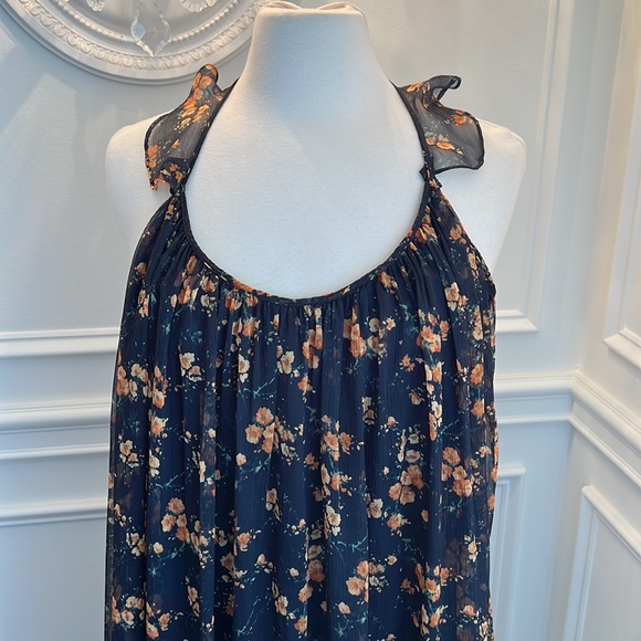 Zara Floral Ruffled Racer Back Maxi Dress - Picture 2 of 9